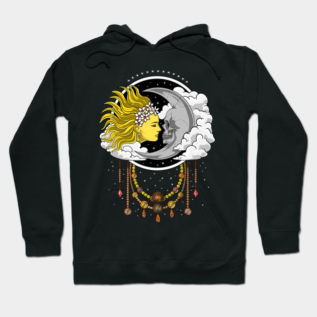 Skull Moon And Sun Hoodie by underheaven